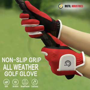 Guantes de Golf de Piel Cabretta Impermeables de Nuevo Diseño, Rojos y Negros, Antideslizantes, Unisex, para Mano Izquierda, con Cierre de Velcro - Product Image 4