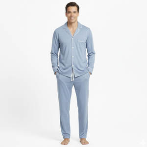 Conjunto de Pijama Informal para Hombre, Tela Suave, Manga Larga, Diseño Moderno, Ropa de Dormir a la Moda - Product Image 1
