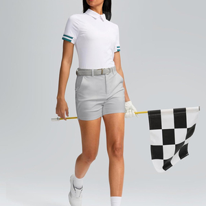 Shorts de golf respirants en polyester pour femmes, coupe ajustée, avec cordon de serrage, logo personnalisé imprimé OEM - pour marque de vêtements de sport de détail - Product Image 4
