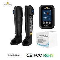 Bottes de massage des jambes sans fil à compression d'air, 6 chambres, rechargeables par USB, 8 modes, contrôle de la minuterie, pression de 30-260 mmHg pour le sport