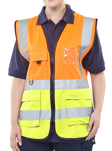 Hi-Vis Two Tone Safety Vest Reflective High Visibility Workwear Vest Custom Logo Polyester Safety Clothing for Worker - Product Image 1