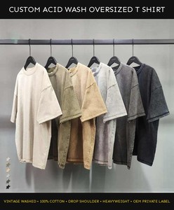 Custom Acid Wash Oversized <b>T</b> <b>Shirt</b> Men 100% Cotton Breathable 240gsm Vintage Washed Heavyweight Drop Shoulder Streetwear OEM - Product Image 6