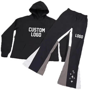 Sweat-shirt à capuche avec logo personnalisé et pantalon de jogging assorti, ensemble de survêtement en molleton uni, coupe classique, vêtements d'automne unisexes - Product Image 5