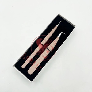 Professional High Quality Somofy Enterprises Stainless Steel Eyelash Extension Tweezers Nude Matt <b>Silver</b> Tips Diamond Grip - Product Image 1