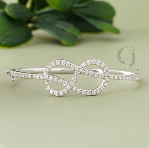 2.27ct Lab Grown Diamond <b>Infinity</b> Bangle 14K White Gold <b>Bracelet</b> Dainty Sustainable Sparkle Jewelry Perfect Gift for Women - Product Image 1