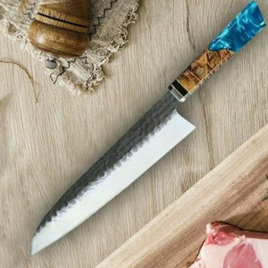 Couteau de chef japonais en acier à haute teneur en carbone, 8-9,9 pouces, manche en résine forgé à la main, lame en acier au carbone forgé à la main, couteau de cuisine ambidextre - Product Image 4