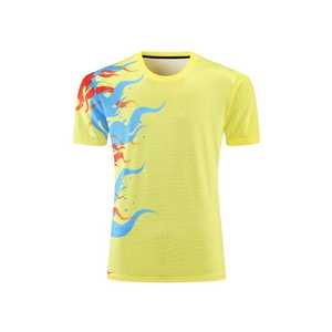 Conjunto Deportivo de Verano para Hombre, Camiseta de Fútbol Sublimada Amarilla con Estampado Azul y Rojo, Manga Corta, Malla Transpirable, Pantalones Cortos Negros - Product Image 2
