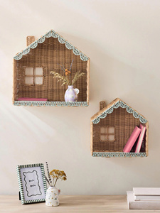 High Quality Natural Rattan House <b>Wall</b> <b>Shelf</b> Handmade Wicker <b>Floating</b> <b>Shelf</b> Kids Nursery Room <b>Wall</b> Decor Display Organizer OEM - Product Image 3