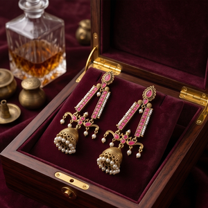 DIVYORO RUBY <b>GOLD</b> JHUMKA DANGLER - Product Image 2