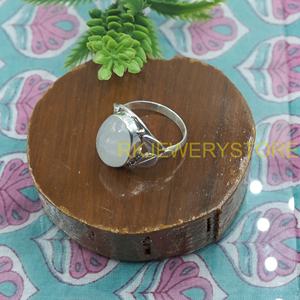 Natural Moonstone Oval <b>Ring</b> 925 Sterling <b>Silver</b> Handmade Leaf Design <b>Statement</b> <b>Ring</b> Women Jewelry Gift Boho Style - Product Image 4