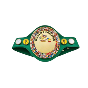 Ceinture de champion du monde, en cuir vert avec motif drapeau, titre de lutte personnalisable, objet de collection de haute qualité - Product Image 1