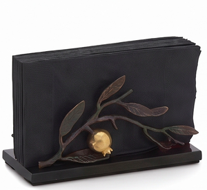 Porta Servilletas de Metal con Diseño de Hojas Negras y Doradas y Granada para Decoración de Mesa de Cocina y Accesorios Elegantes - Product Image 5
