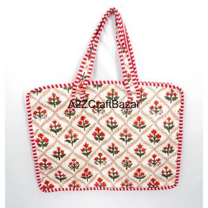 Handmade Classy Laptop Bag Eco-Friendly 100% Cotton Hand Block Print Quilted Zipper Closure Large Capacity Office Bag - Product Image 4