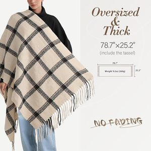 Elegant Women Winter Plaid <b>Scarf</b> Cozy Warm <b>Wrap</b> Stylish Fringe Tassel Design Fashion Outdoor Accessory - Product Image 3