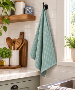 Paño de Cocina de Algodón Tejido a Rayas Verdes Sai Impex, Premium, Antideslizante, Textil Moderno y Sostenible para Cocina y Hotel - Product Image 1