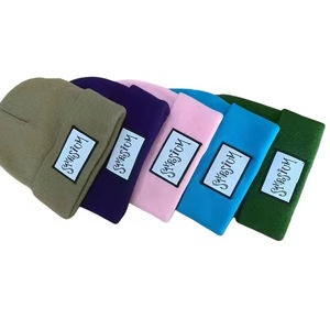 Bonnets d'hiver unisexes pour adultes, couleur unie tendance, logo personnalisé, 100% coton, haute qualité - Product Image 6