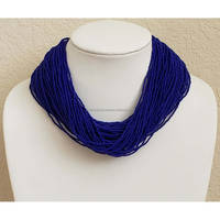 Collier ras du cou Shan India Bohemia multi-brins en perles de verre, bleu, fait main, personnalisable, bijoux de mode pour femmes