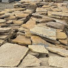 Dalles de pavé en grès à finition brisée, design rustique, pour extérieur, motif pierre naturelle jaune - Product Image 2