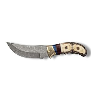 Cuchillos de Caza Hechos a Mano con Hoja de Acero con Patrón de Damasco, Mango Ergonómico, Diseño Utilitario para Exteriores, para Camping, Senderismo y Caza - Product Image 1