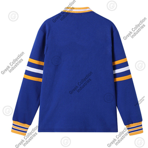 เสื้อคาร์ดิแกนผู้หญิง ซิกมา เอสจีโร แบรนด์ Sorority ติดกระดุม ผ้าฝ้าย 100% สีฟ้า คอวี ลายตัวอักษรกรีกสีทอง แถบสีขาว - Product Image 2