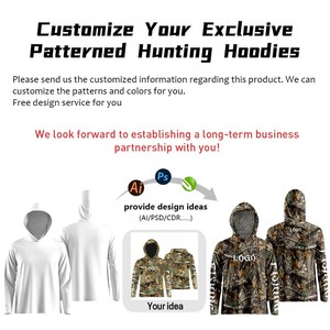 Sweat à capuche de chasse personnalisé ODM à manches longues, sublimation, protection solaire UPF50+, polyester, vêtements de pêche en plein air, chemises de chasse - Product Image 4