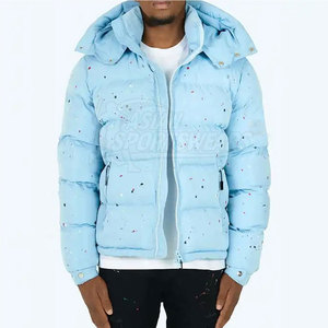 New Arrival Seamless Men Puffer <b>Jackets</b> For <b>Workout</b> Supportive Ribbed Texture Winter Clothing - Product Image 2