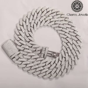 Collar Unisex de Moissanita Charm Jewells, Cadena Figaro, Plata 925, Chapado en Oro de 14K, Certificado IGI, Estilo Hiphop de Lujo para Fiestas - Product Image 5
