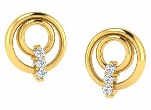 Boucles d'oreilles clous cercle concentrique en or 14 carats, fabricant sur mesure, diamant de laboratoire VVS1, bijoux minimalistes - Product Image 1
