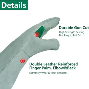 Gants de sécurité en cuir de vachette de qualité supérieure, résistants à la chaleur, robustes, pour la lutte contre les incendies, les travaux de construction - Product Image 4