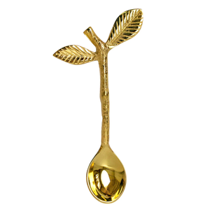 Cucharas de latón: juego de servir para bar o postres, las más vendidas con formas de girasol, hoja, piña y estrella. - Product Image 3