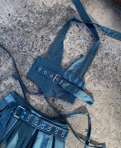 Ensemble deux pièces en denim de coton de haute qualité, best-seller, sur mesure, OEM ODM, pour femmes - Product Image 4