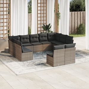 Juego de sofá de jardín de ratán polivinílico gris modular mediano - Product Image 1