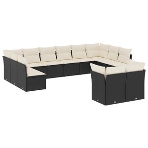 Set Divano da Giardino in Rattan Nero 10+ Posti, Arredamento da Esterno Resistente alle Intemperie, Design Contemporaneo - Product Image 4