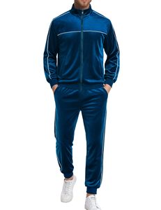 Chándal con Capucha de Forro Polar Azul para Hombre, Cierre de Cremallera, Corte Regular, Estilo Deportivo, Diseño con Bolsillos, Ropa de Invierno, Servicio OEM, 100% Algodón - Product Image 1