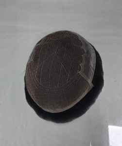 Prothèse capillaire Q6 en cheveux humains 100% naturels, avec dentelle frontale, pour hommes, cheveux indiens Remy, design central, Taz Hair BD - Product Image 4