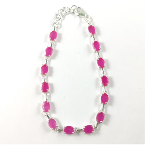 Vintage <b>Ruby</b> Gemstone 925 Sterling Silver Unisex <b>Bracelet</b> Handmade Birthstone Jewelry with Adjustable Silver Chain-Gift - Product Image 3