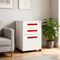 CHNSMILE Classeur moderne en acier blanc Classeur compact mobile à tiroirs en métal avec poignée encastrée et roue
