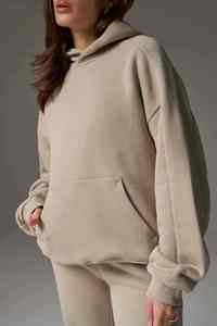 ชุดเซ็ตเสื้อฮู้ดดี้ผ้าฝ้าย 100% สไตล์ลำลองขายดี พร้อมกางเกงวอร์มทรงหลวม พิมพ์โลโก้ตามสั่ง 2 ชิ้น รับผลิตแบบ OEM - Product Image 4