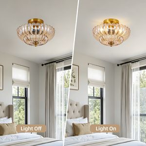 Plafoniera Semi-Incasso da 11,8 Pollici con 3 Luci, Lampada in Vetro a Forma di Fiore, Stile Vintage 30W/18W - Product Image 5