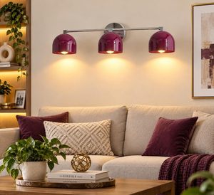Modern 3-<b>Light</b> <b>Wall</b> <b>Sconce</b> | Purple Dome Shade Vanity <b>Light</b> | Chrome Finish <b>Wall</b> Lamp for Bathroom, Bedroom & Living Room - Product Image 5