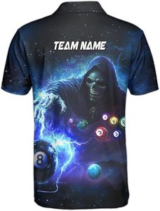 Camisetas de Billar Personalizadas OEM para Hombre, Tallas Grandes, Sublimadas, Jersey de Equipo de Billar, Secado Rápido, Transpirable, Spandex/Poliéster - Product Image 3