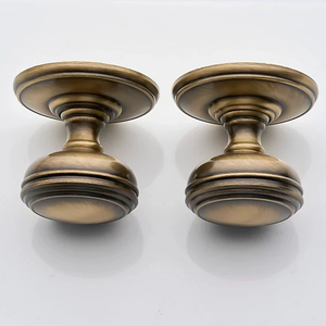 Pomo de bronce antiguo para gabinete, tirador redondo ornamentado para cómoda, herraje decorativo vintage para muebles, manija con placa trasera para armario - Product Image 5