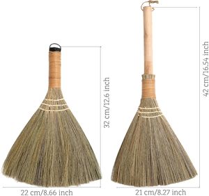 Ensemble écologique de 2 balais en herbe naturelle à poils doux, manche en bois durable et léger, origine Vietnam, pour usage en jardinage - Product Image 5