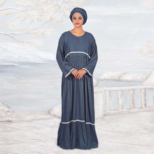 Robe longue modeste en rayonne avec détails en dentelle, style islamique arabe de Dubaï, Abaya Kaftan élégante pour femme, vêtement de prière à manches longues, Eid ODM - Product Image 3