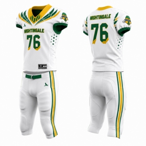 Nightingale American Football Uniform <b>White</b> Green Yellow Sublimated Jersey <b>Pants</b> <b>Men</b> Adult Moisture Wicking Athletic Fit Sports - Product Image 5