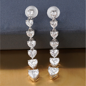 Pendientes de Diamante Cultivado en Laboratorio con Corte Corazón de 5.36 CT, Diseño de Aro Chapado en Oro Blanco de 14K y Oro de 18K, para Boda o Fiesta - Product Image 2