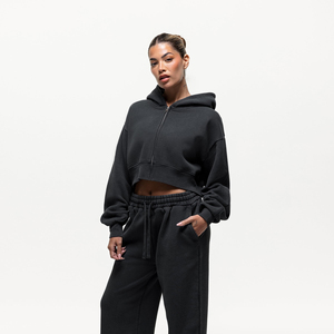 Sudadera con capucha y cremallera para mujer, de manga larga, ajustada, informal y ligera - Product Image 3