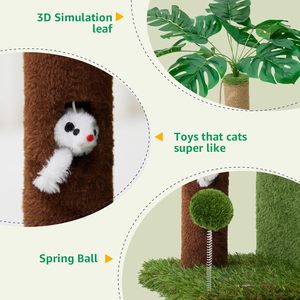 Árbol rascador para gatos de interior 2 en 1 multifuncional con poste rascador cómodo, agujero para ratón, pelota de juguete de felpa y hamaca grande - Product Image 3