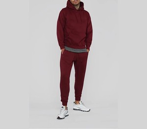 Conjunto Deportivo de Hombre con Capucha Color Granate, Pantalón Largo de Algodón con Estampado de Logotipo, Bolsillos Laterales, Corte Regular, Ropa Casual de Otoño - Product Image 6