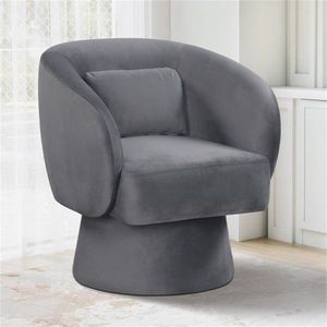 Poltrona Girevole a 360 Gradi con Capacità di 180 kg, Rivestimento in Peluche, Cuscino Lombare, Ecologica, Grigia, per Hotel - Product Image 2
